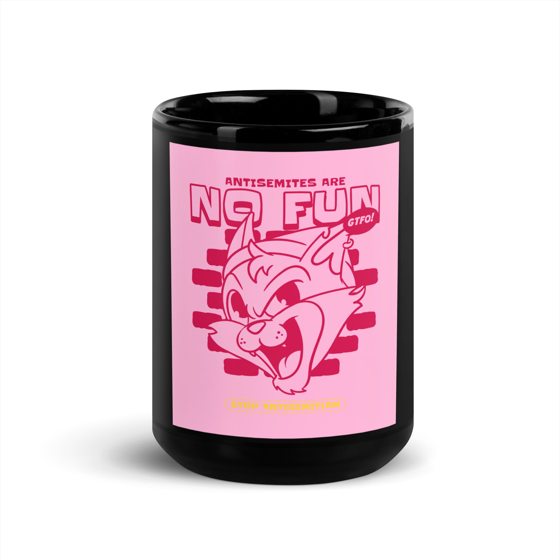 Streetart Graffiti Cartoon | Antisemitism | Black Glossy Mug
