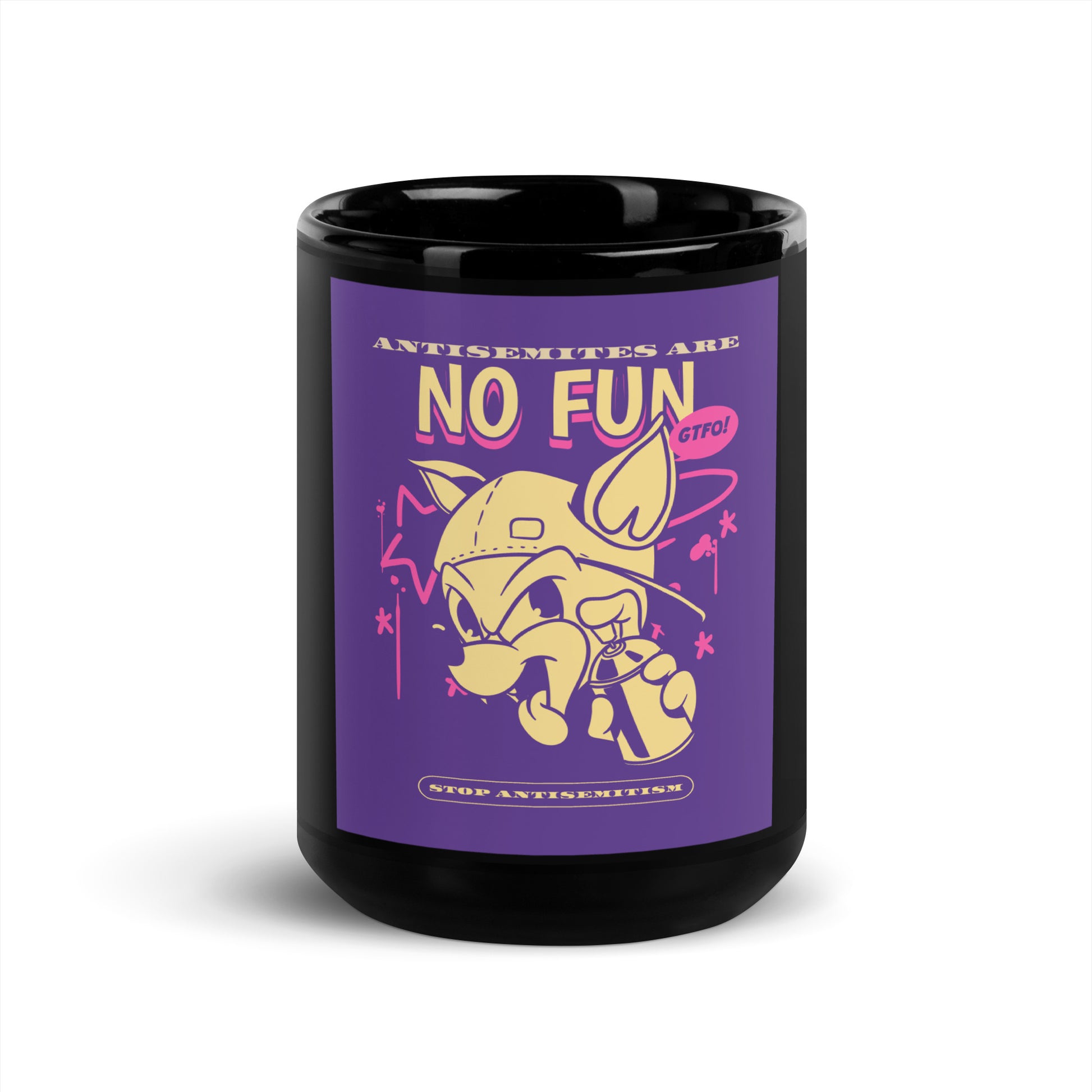 Streetart Graffiti Cartoon | Antisemitism | Black Glossy Mug