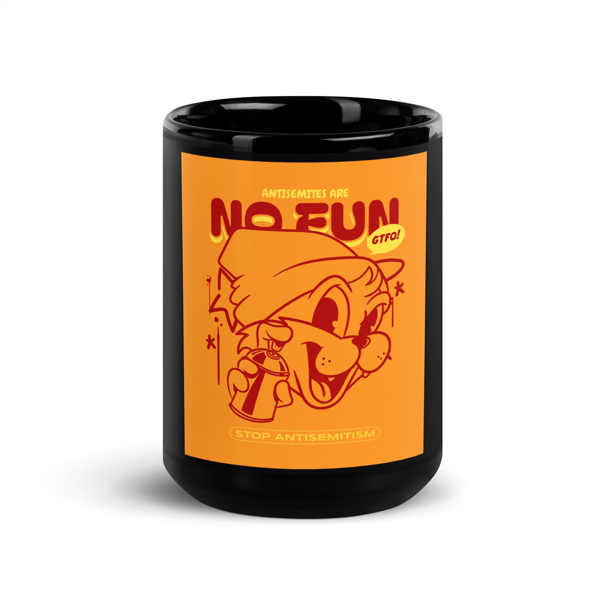 Streetart Graffiti Cartoon | Antisemitism | Black Glossy Mug