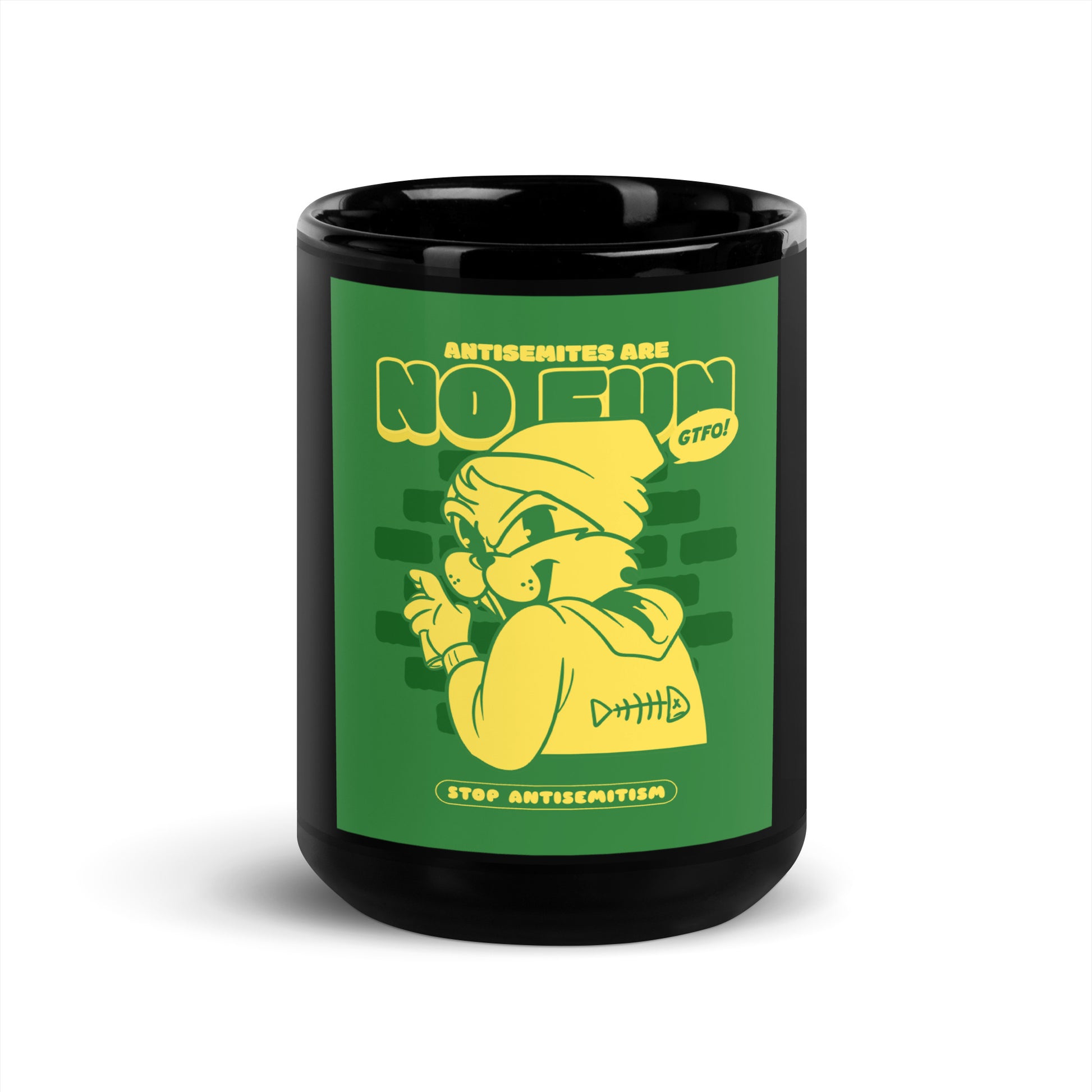 Streetart Graffiti Cartoon | Antisemitism | Black Glossy Mug