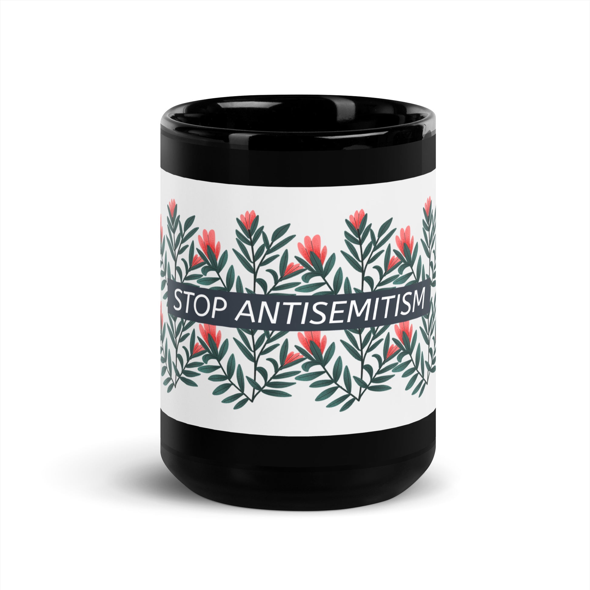 Flower Anthem | Antisemitism | Black Glossy Mug