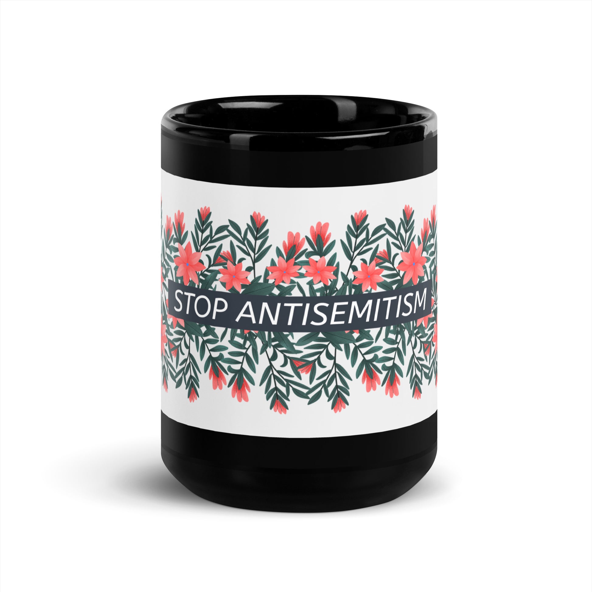Flower Anthem | Antisemitism | Black Glossy Mug