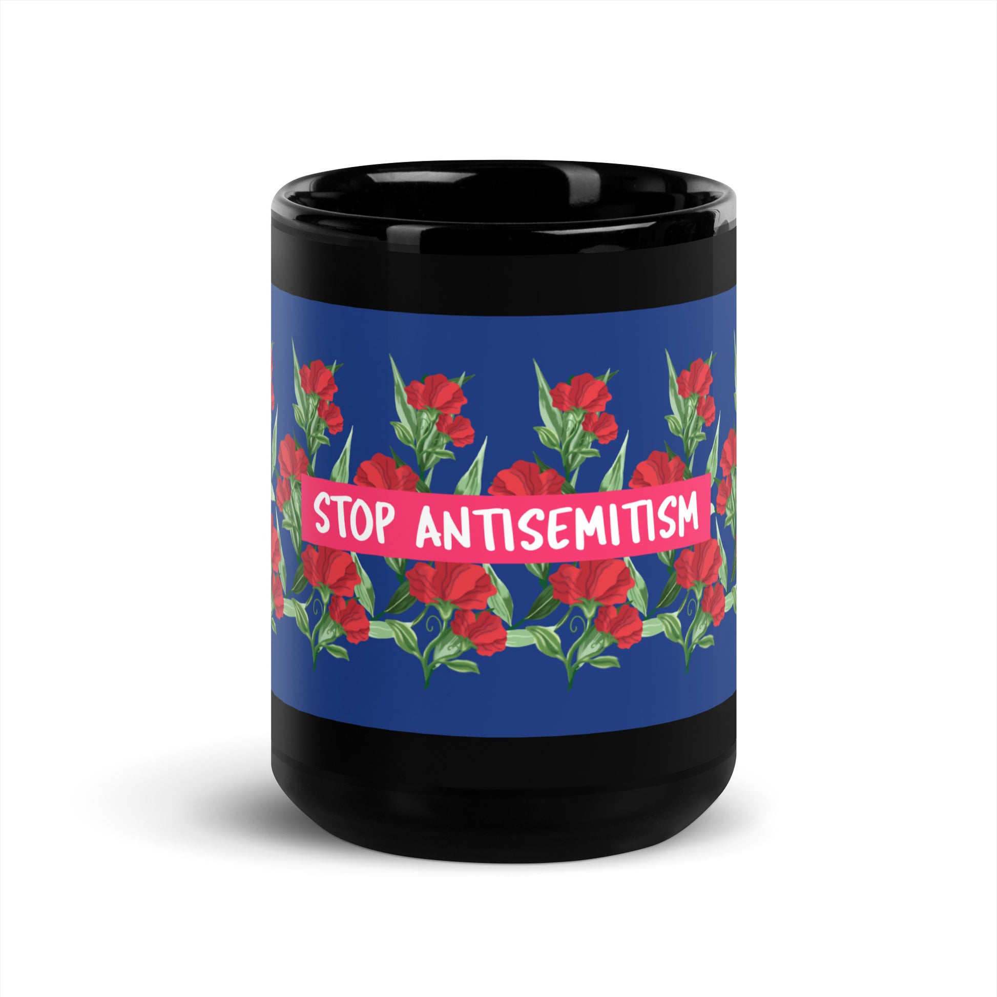 Flower Anthem | Antisemitism | Black Glossy Mug