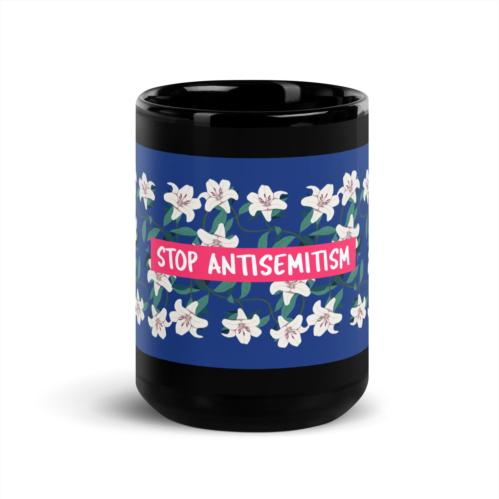 Flower Anthem | Antisemitism | Black Glossy Mug