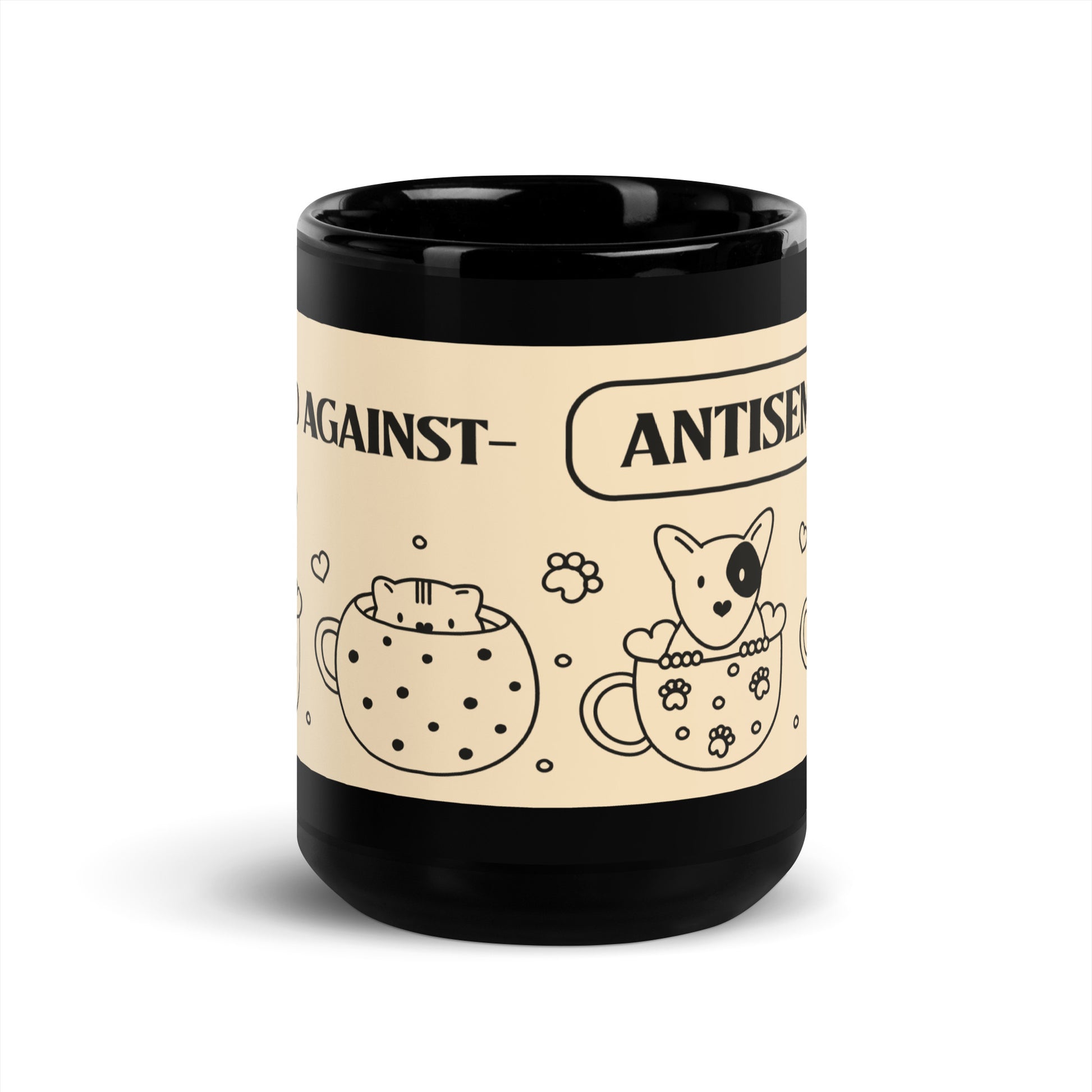 Cute Doodle Pet | Black Glossy Mug