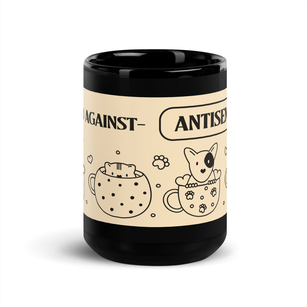 Cute Doodle Pet | Black Glossy Mug