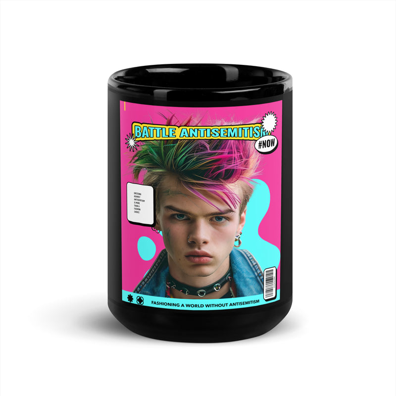 80's Fashion Trend | Battle Antisemitism | Black Glossy Mug