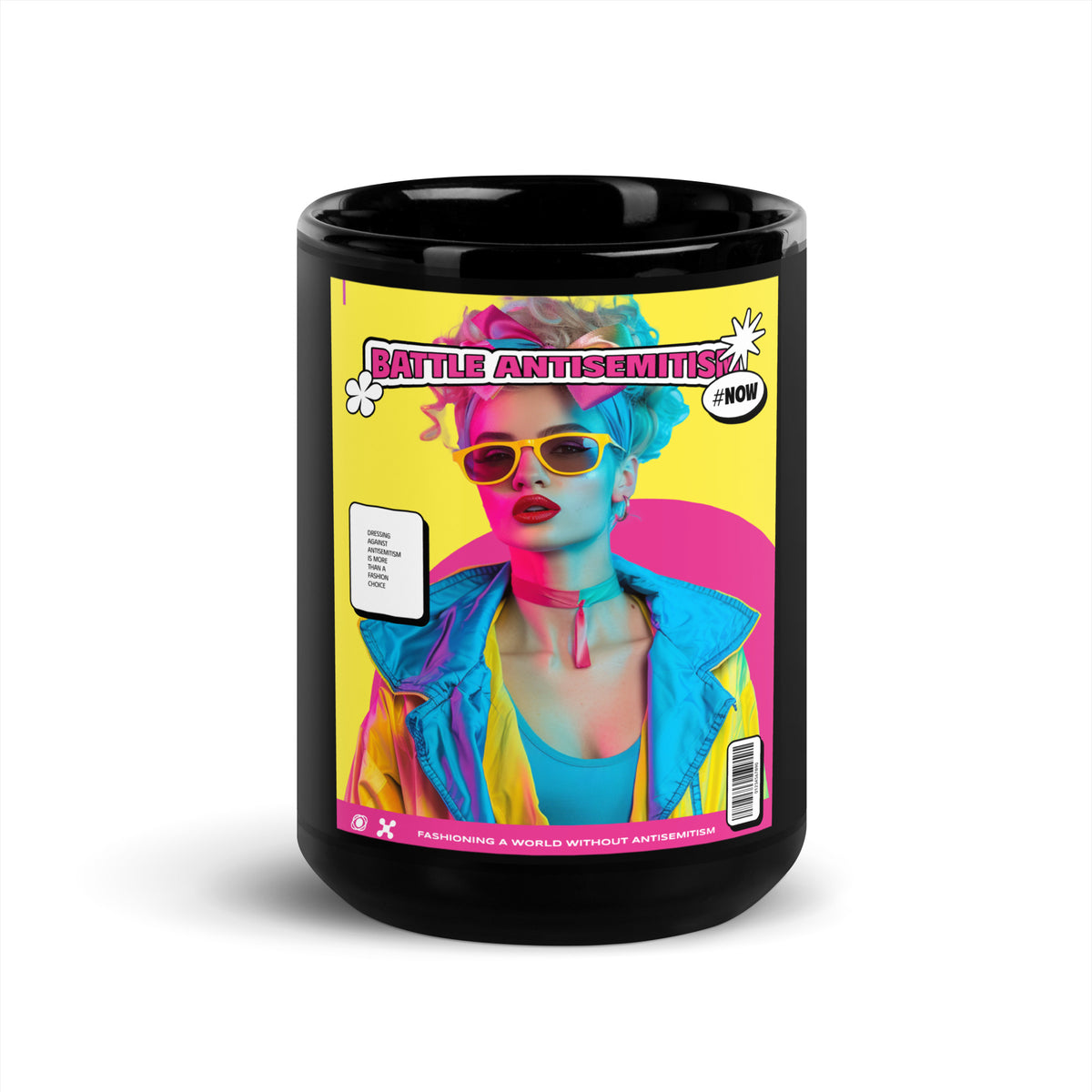 80's Fashion Trend | Battle Antisemitism | Black Glossy Mug Jouparty