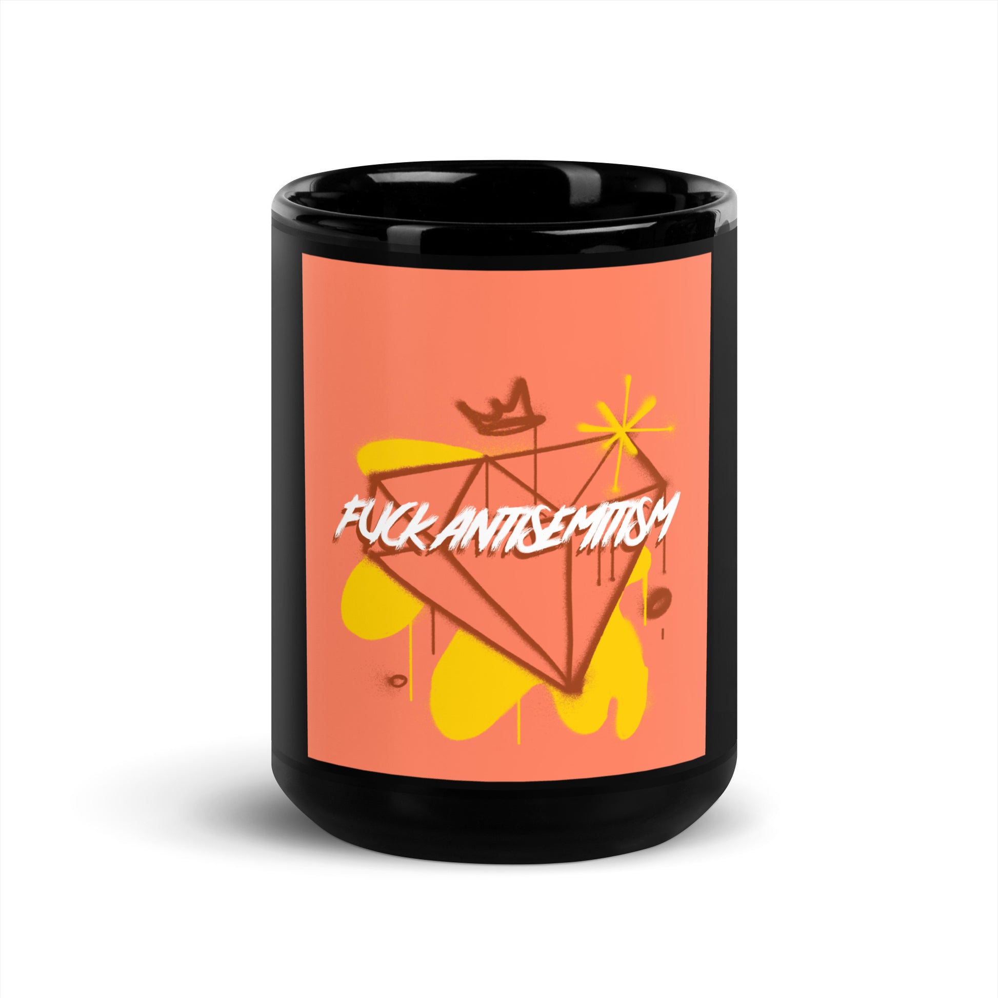 Fuck Antisemitism Graffiti | Black Glossy Mug