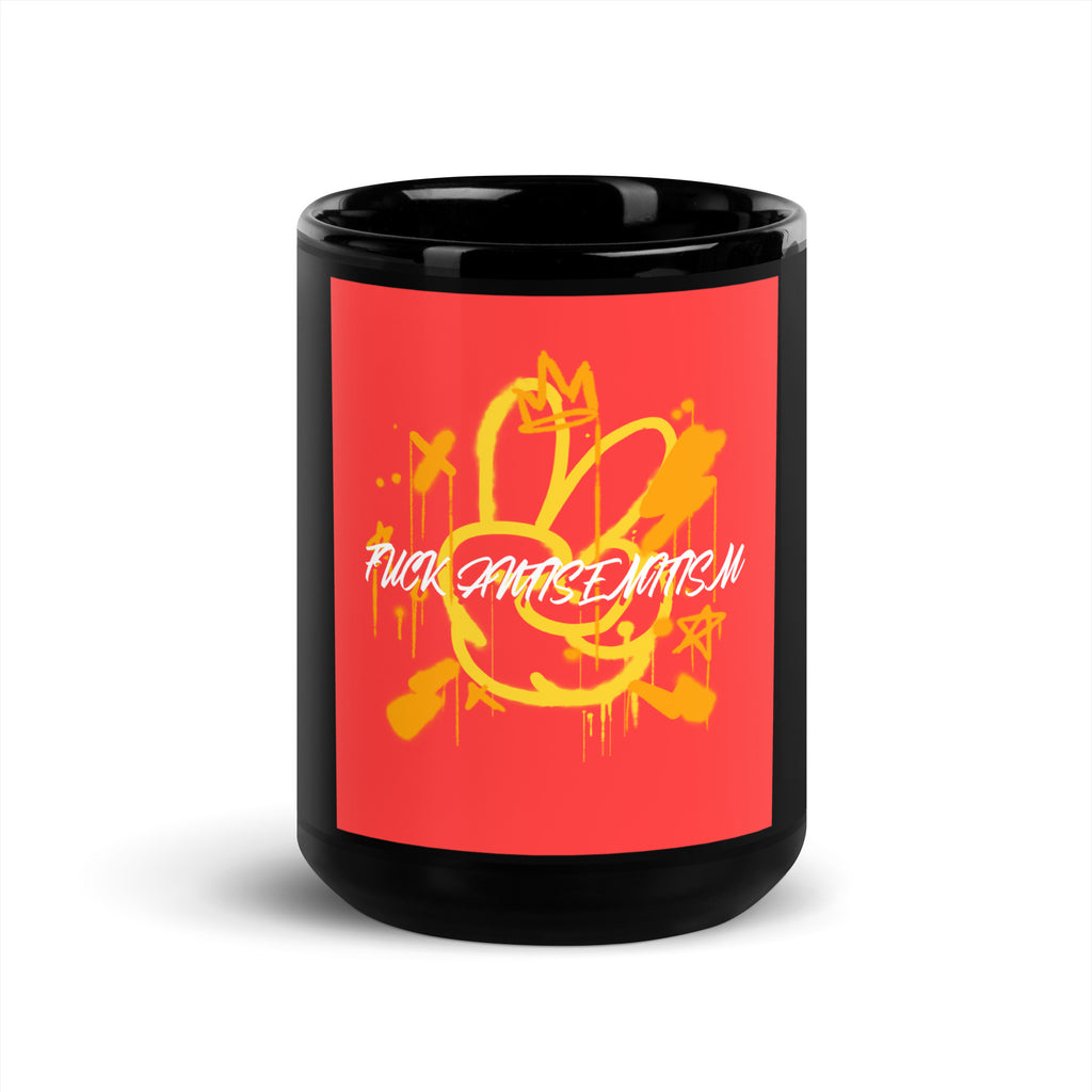 Fuck Antisemitism Graffiti | Black Glossy Mug