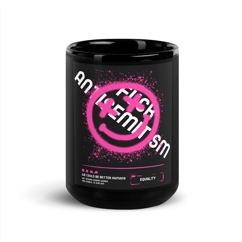 Fuck Antisemitism Graffiti | Black Glossy Mug