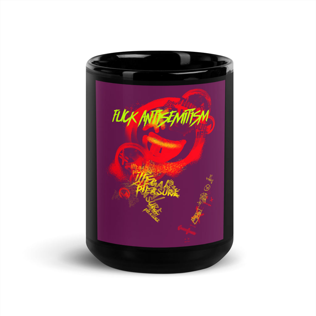 Fuck Antisemitism Graffiti | Black Glossy Mug