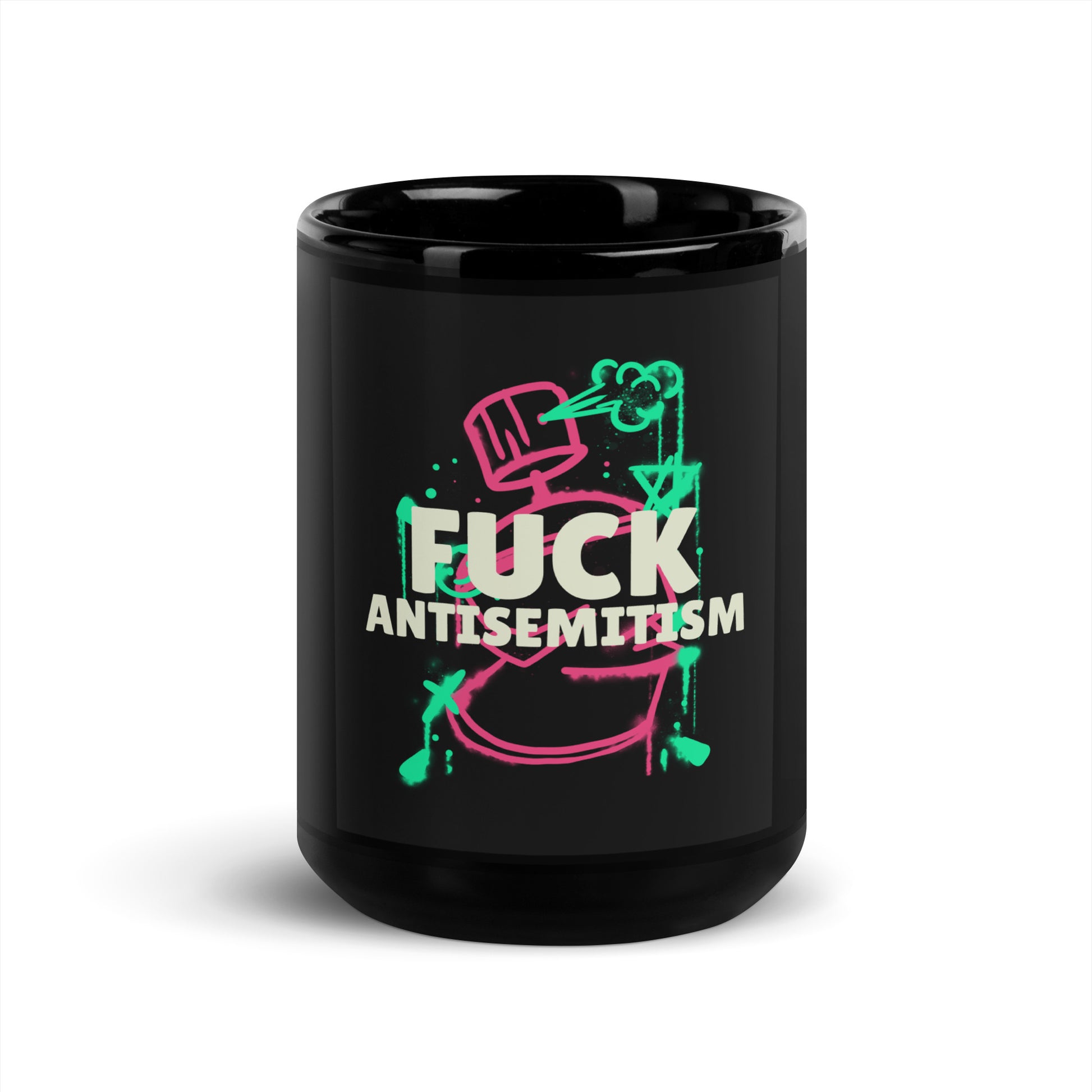 Fuck Antisemitism Graffiti | Black Glossy Mug
