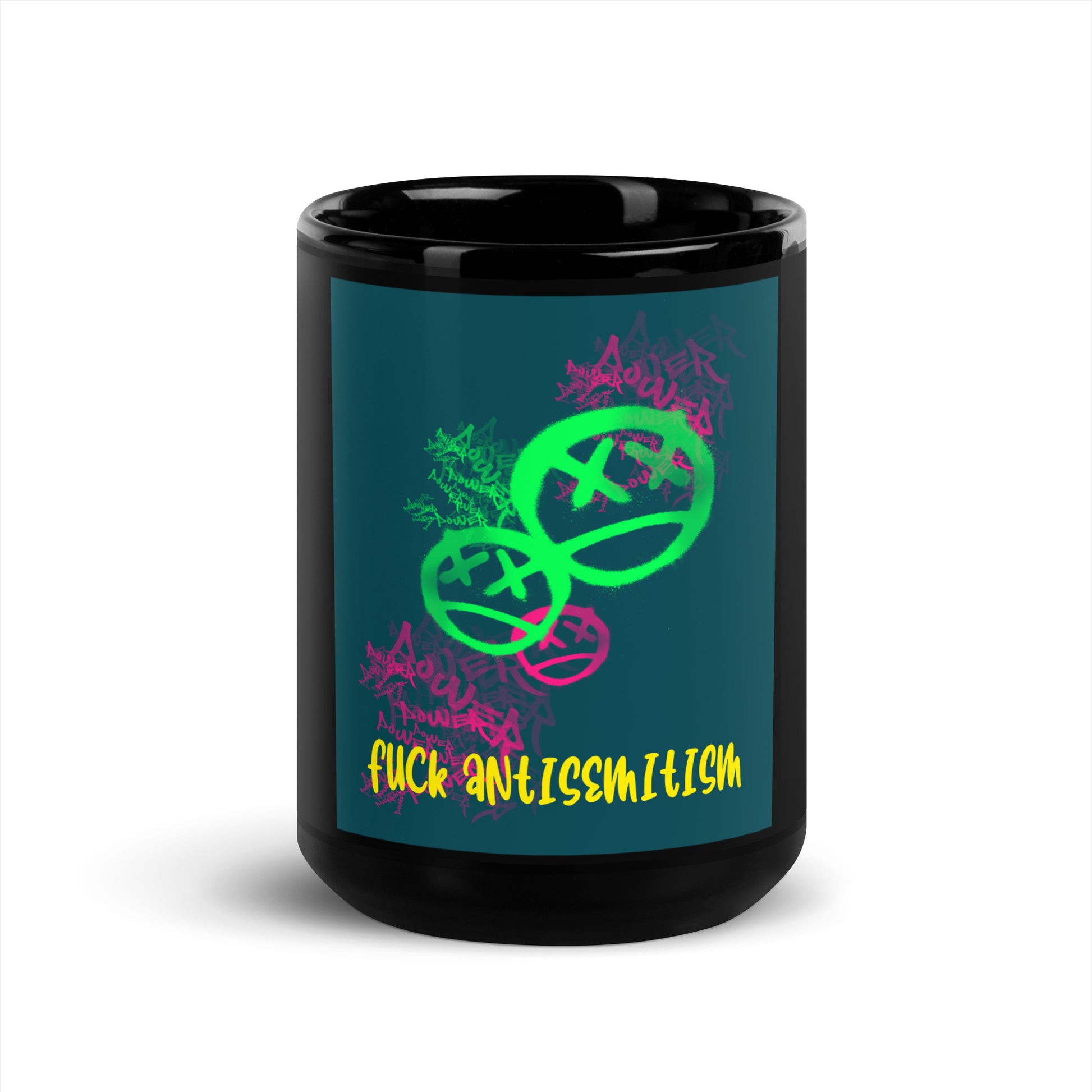 Fuck Antisemitism Graffiti | Black Glossy Mug