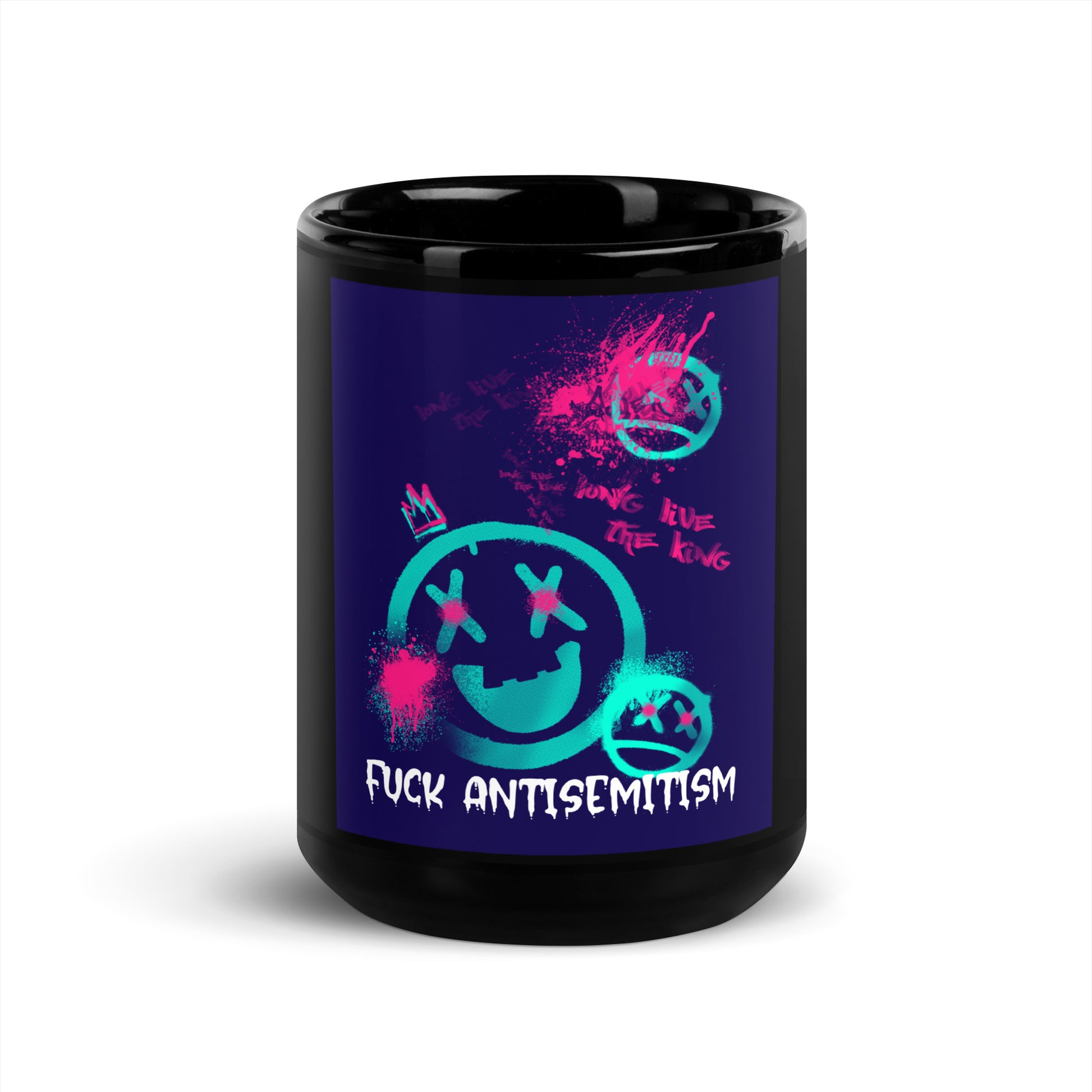 Fuck Antisemitism Graffiti | Black Glossy Mug
