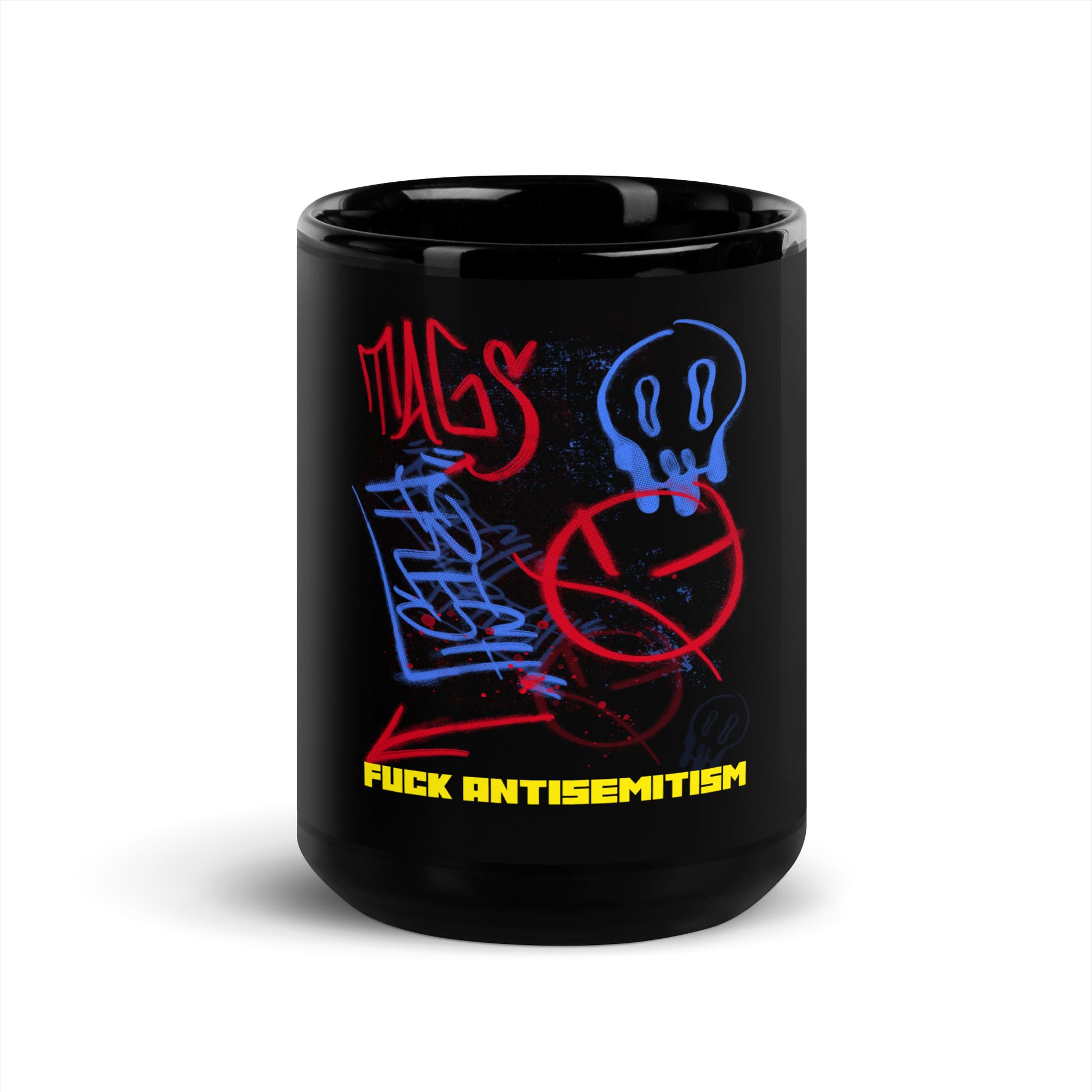 Fuck Antisemitism Graffiti | Black Glossy Mug
