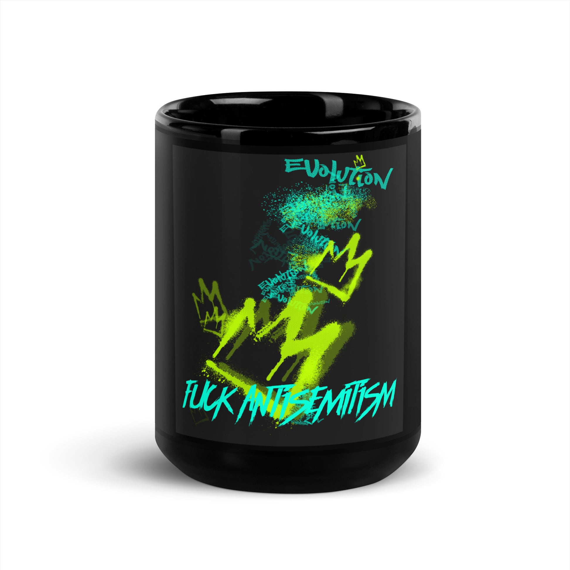 Fuck Antisemitism Graffiti | Black Glossy Mug