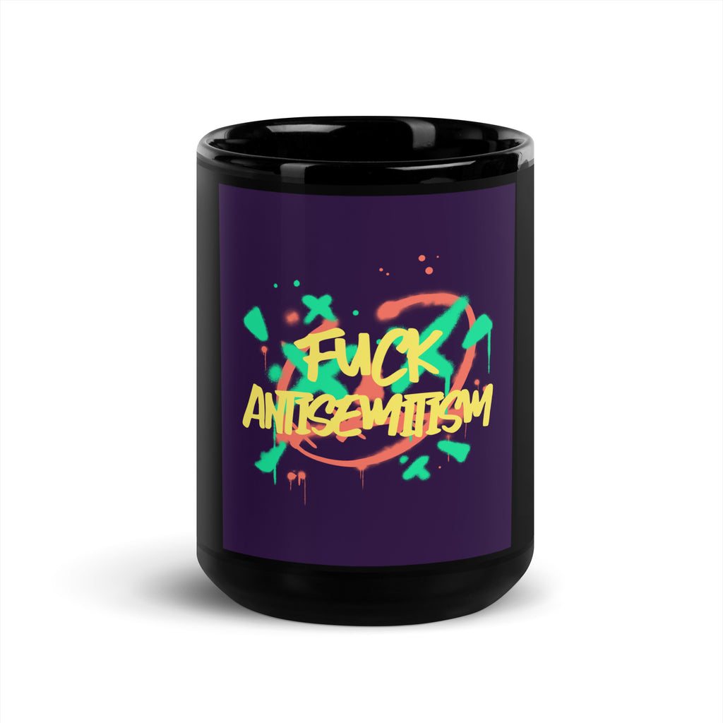 Fuck Antisemitism Graffiti | Black Glossy Mug