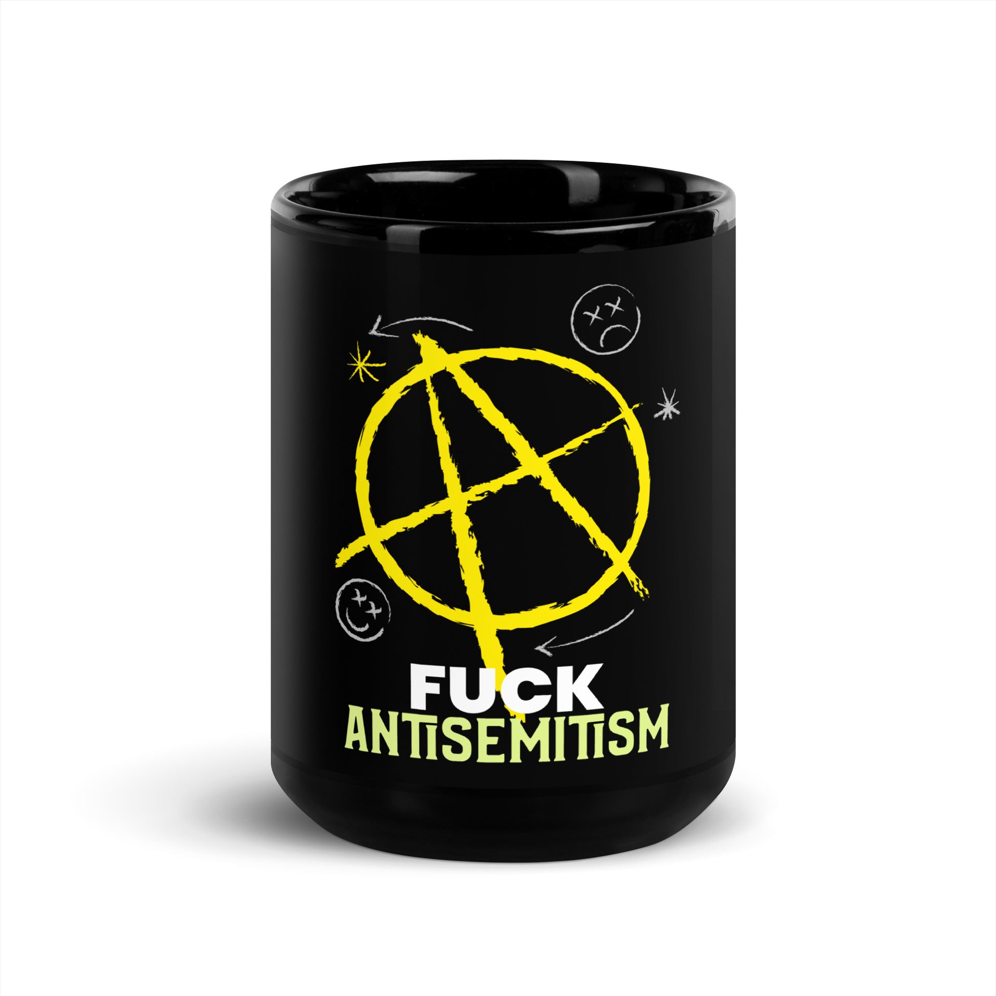 Fuck Antisemitism Graffiti | Black Glossy Mug