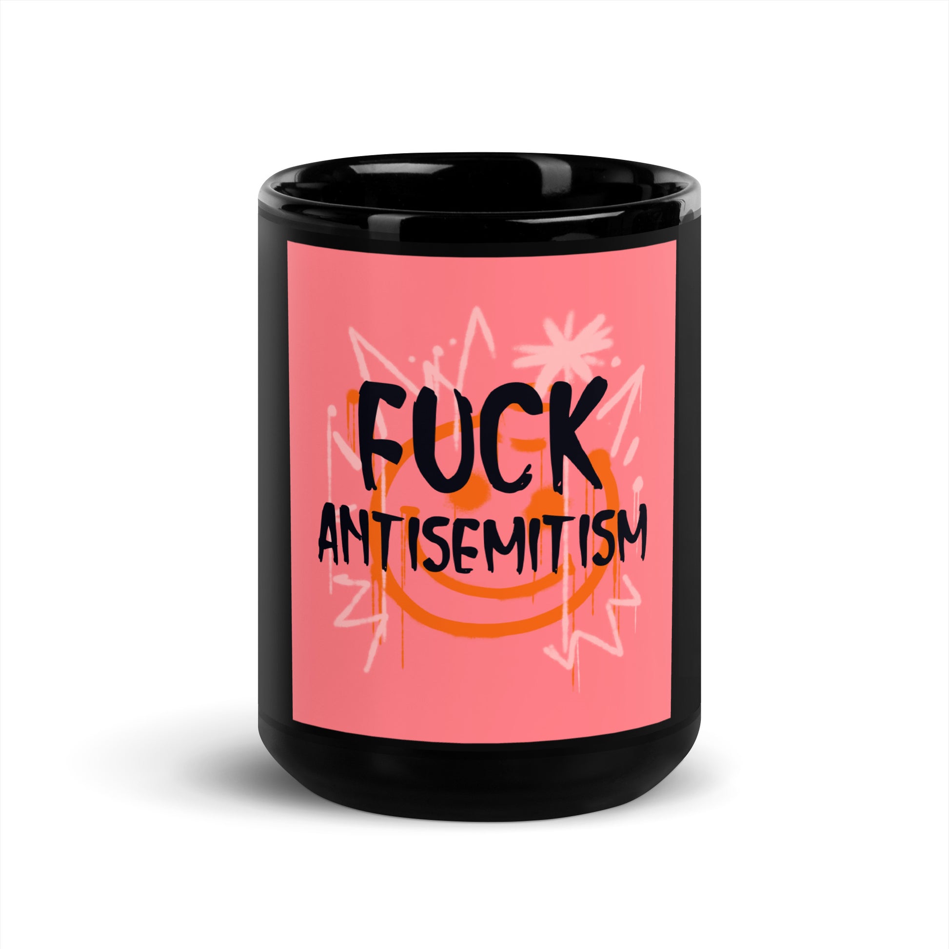 Fuck Antisemitism Graffiti | Black Glossy Mug