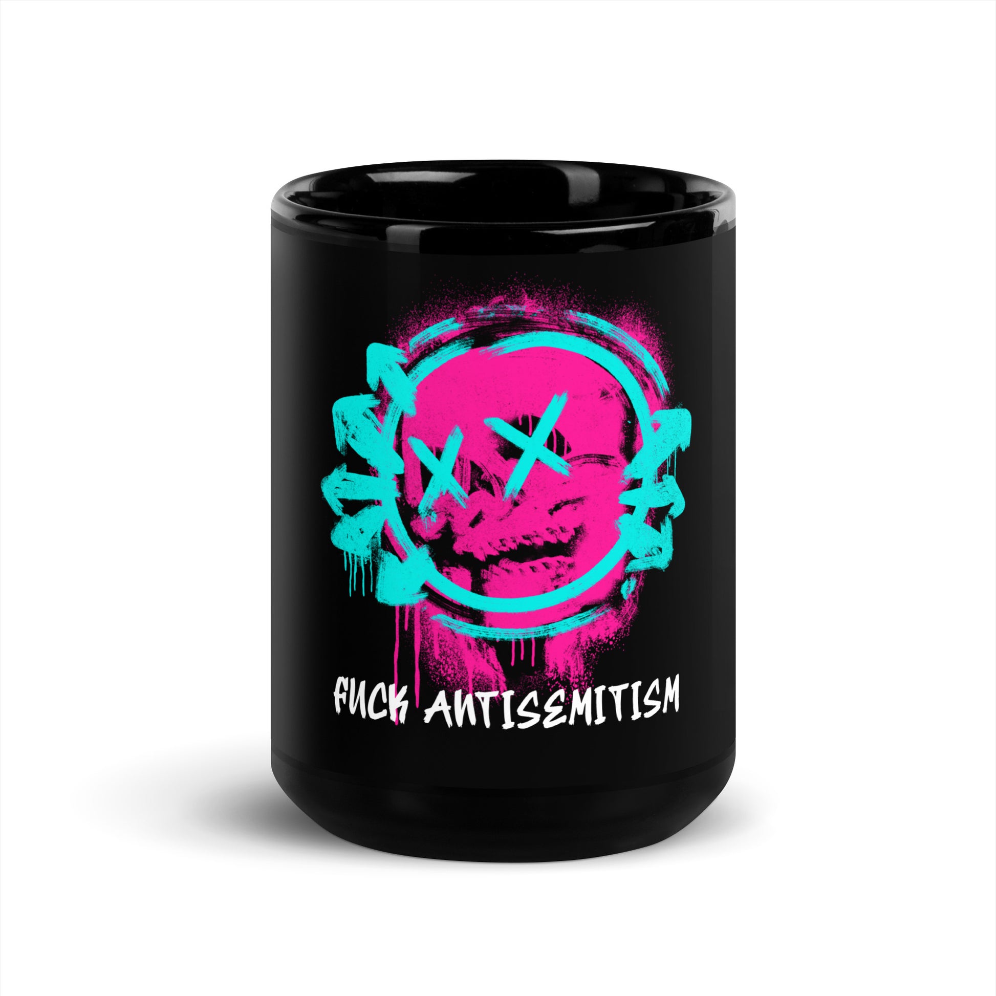 Fuck Antisemitism Graffiti | Black Glossy Mug
