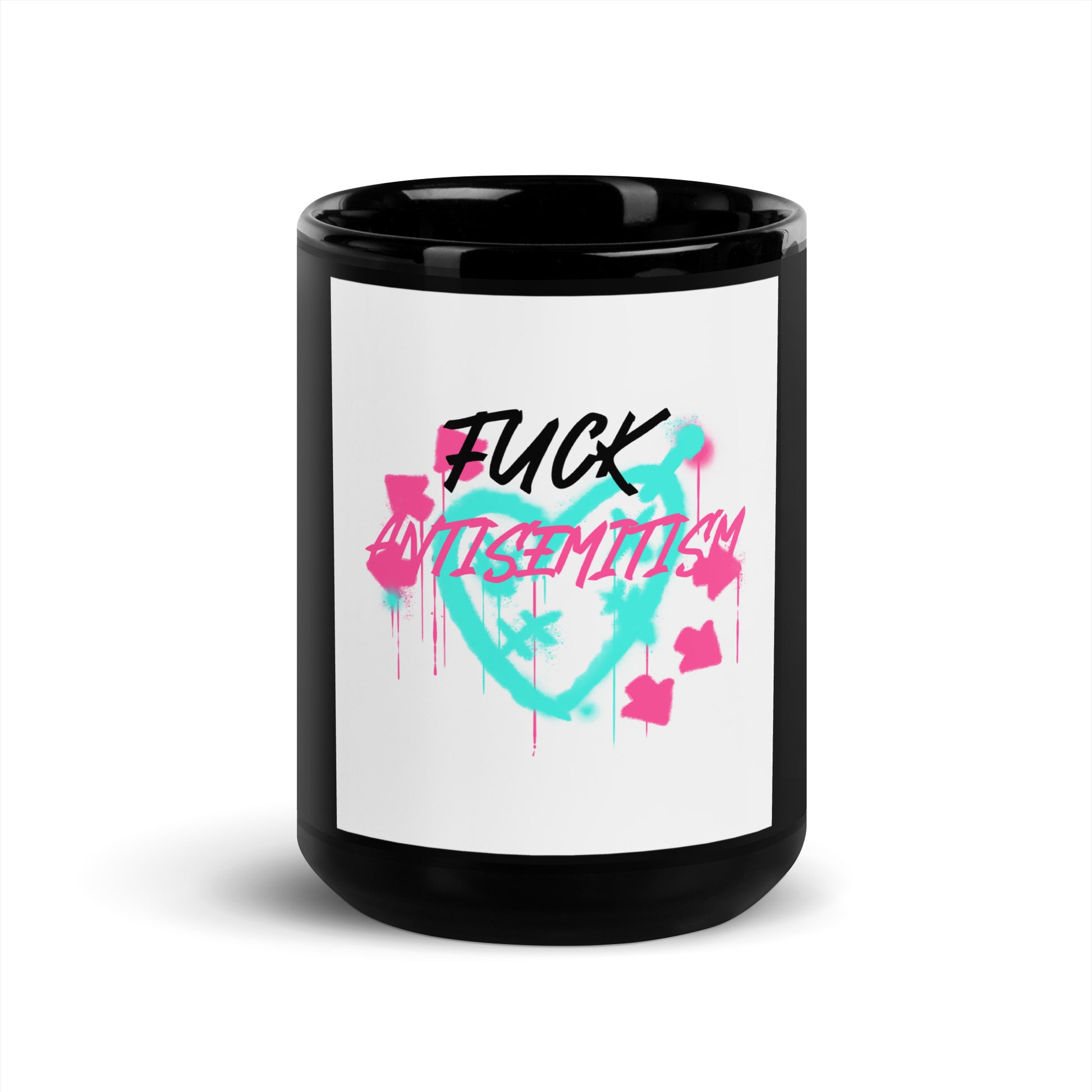 Fuck Antisemitism Graffiti | Black Glossy Mug