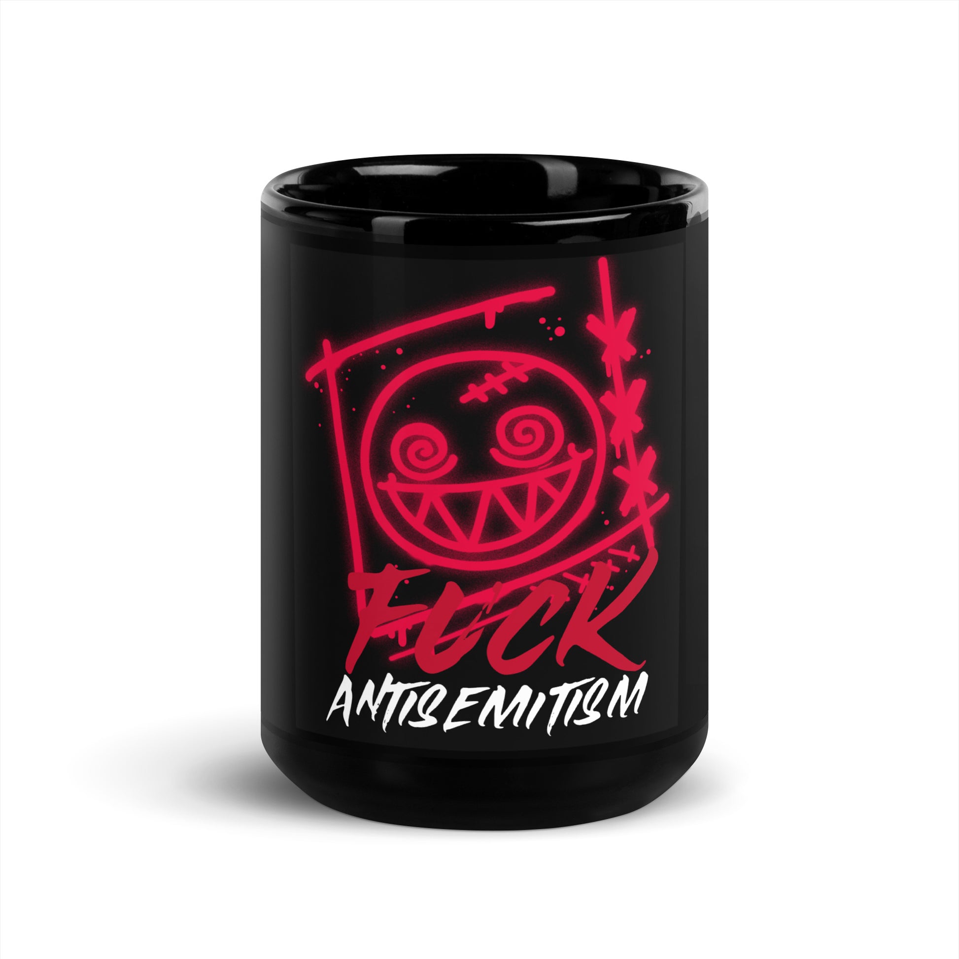 Fuck Antisemitism Graffiti | Black Glossy Mug