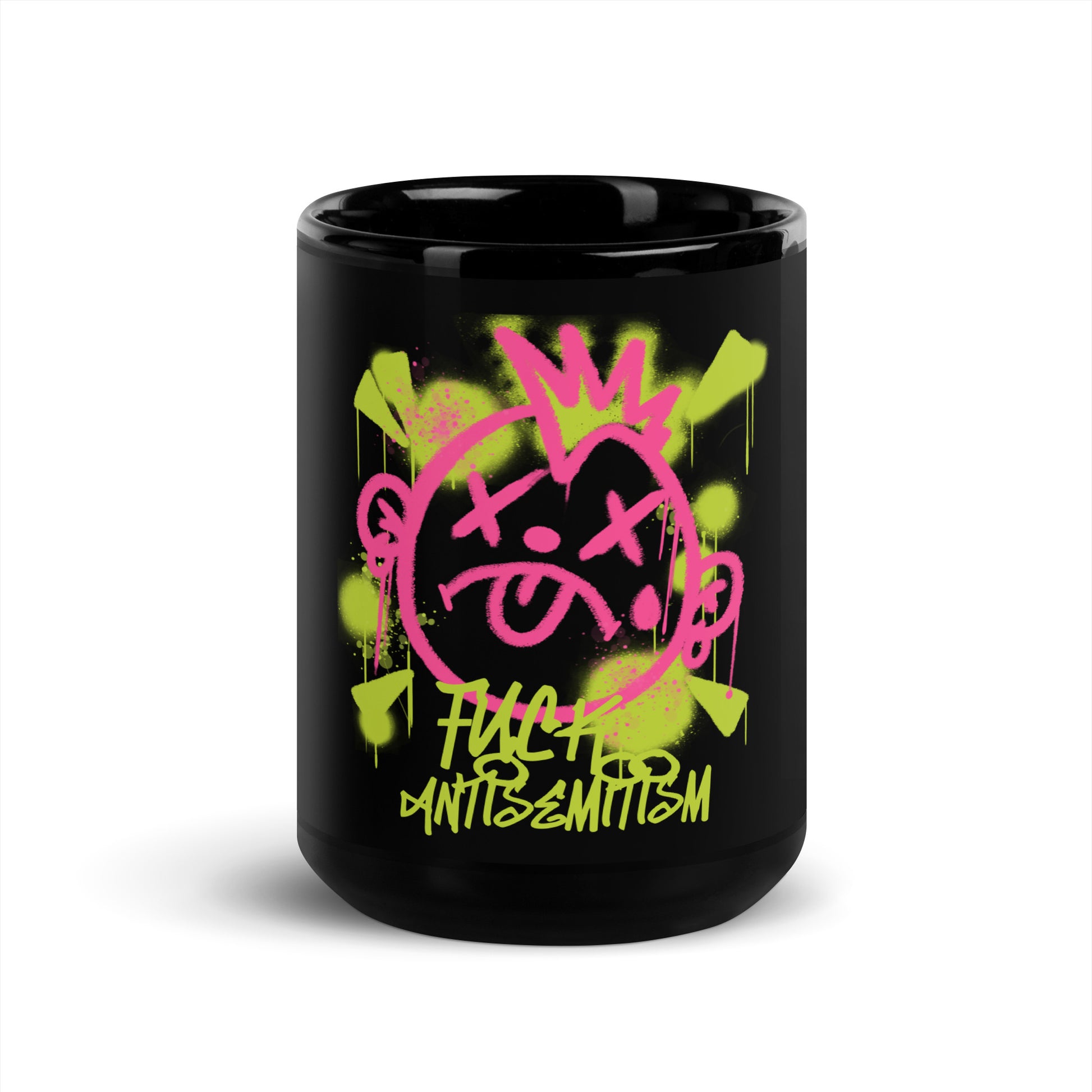 Fuck Antisemitism Graffiti | Black Glossy Mug