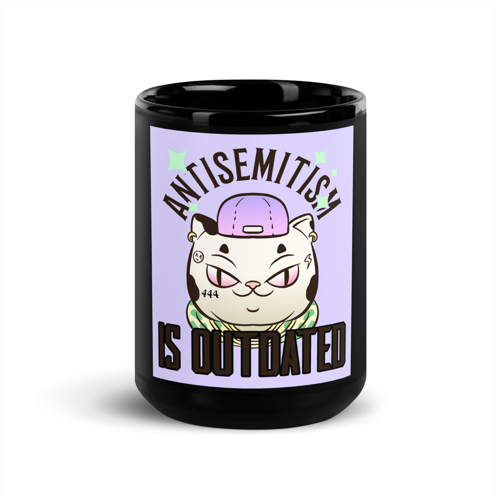 Cool Cat | Antisemitism Is Outdated | Black Glossy Mug