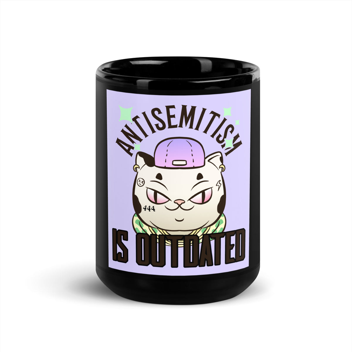 Cool Cat | Antisemitism Is Outdated | Black Glossy Mug Jouparty