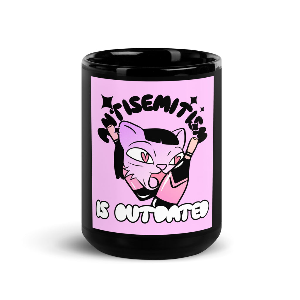 Cool Cat | Antisemitism Is Outdated | Black Glossy Mug