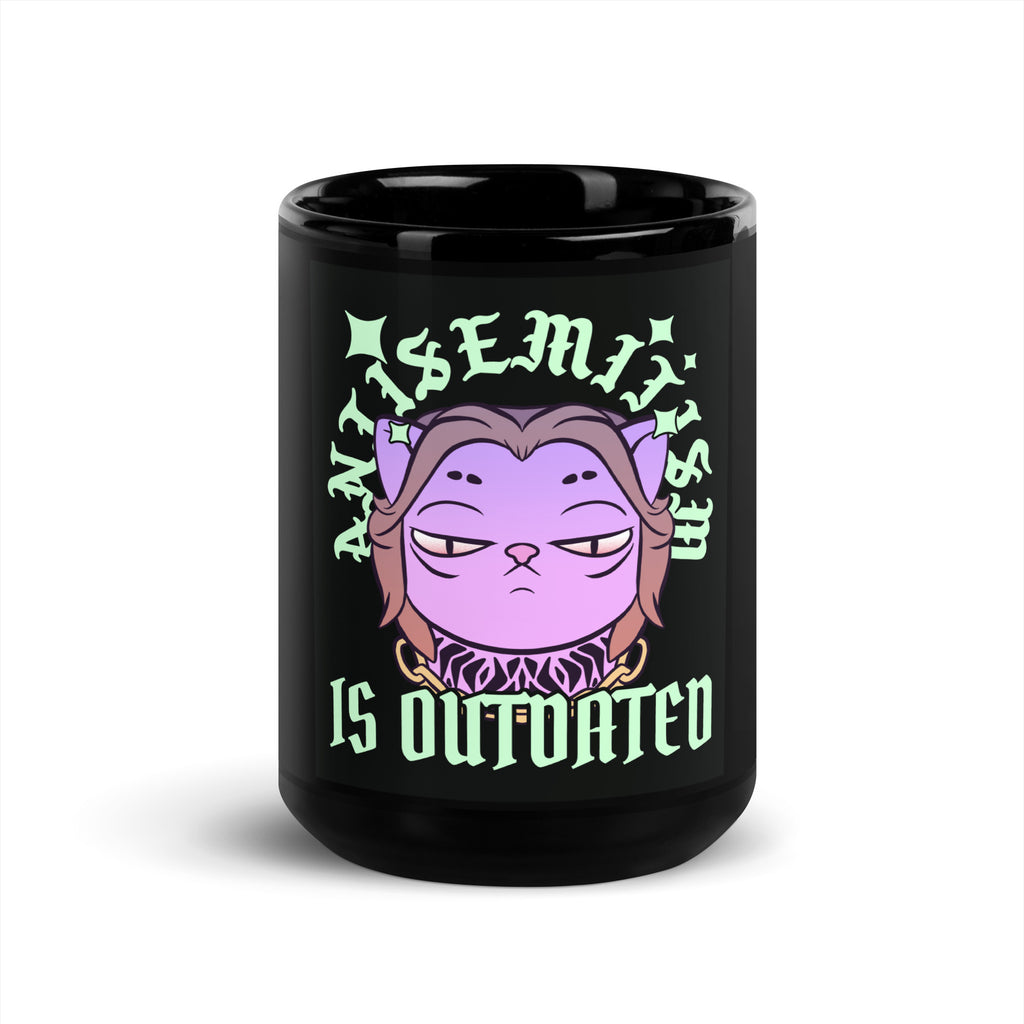 Cool Cat | Antisemitism Is Outdated | Black Glossy Mug