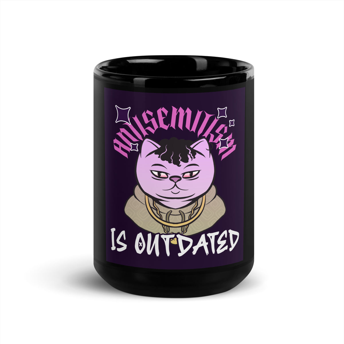 Cool Cat | Antisemitism Is Outdated | Black Glossy Mug Jouparty