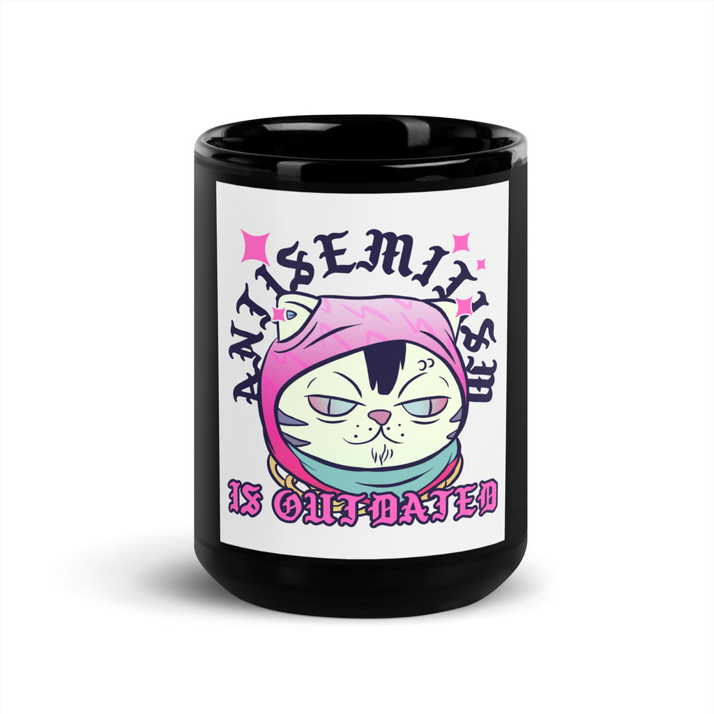 Cool Cat | Antisemitism Is Outdated | Black Glossy Mug