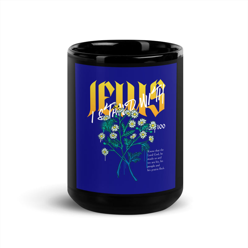 I Stand With Jews | Flower Christian Bible Verse | Black Glossy Mug