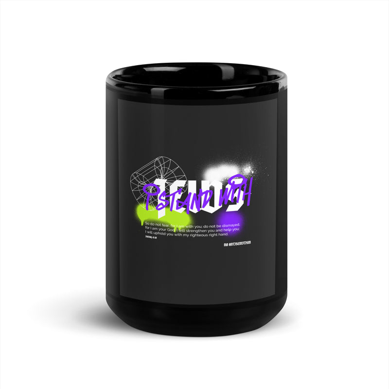 I Stand With Jews Graffiti Bible Verse | Black Glossy Mug