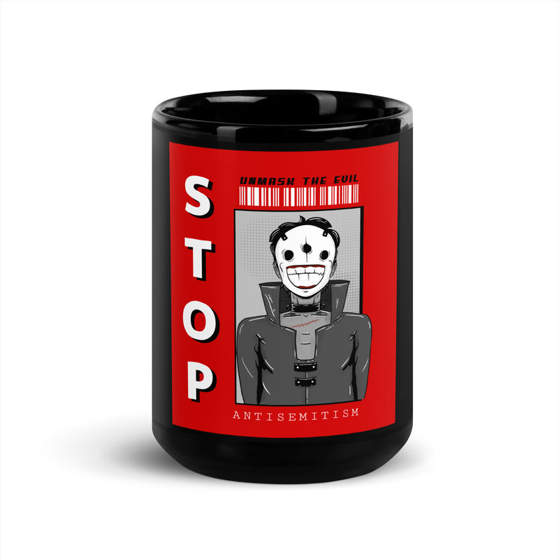 Unmask Evil | Antisemitism | Black Glossy Mug
