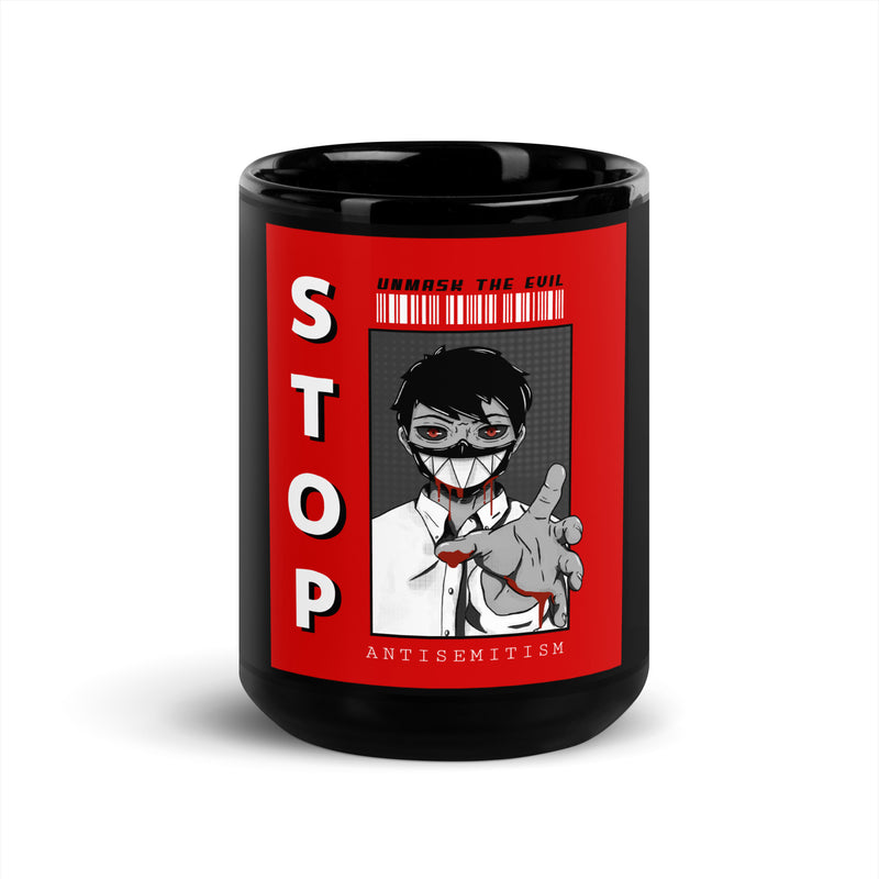 Unmask Evil | Antisemitism | Black Glossy Mug
