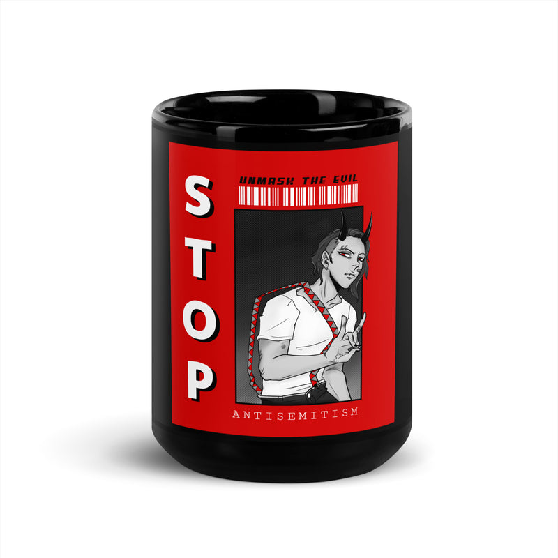 Unmask Evil | Antisemitism | Black Glossy Mug