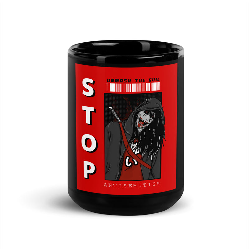 Unmask Evil | Antisemitism | Black Glossy Mug