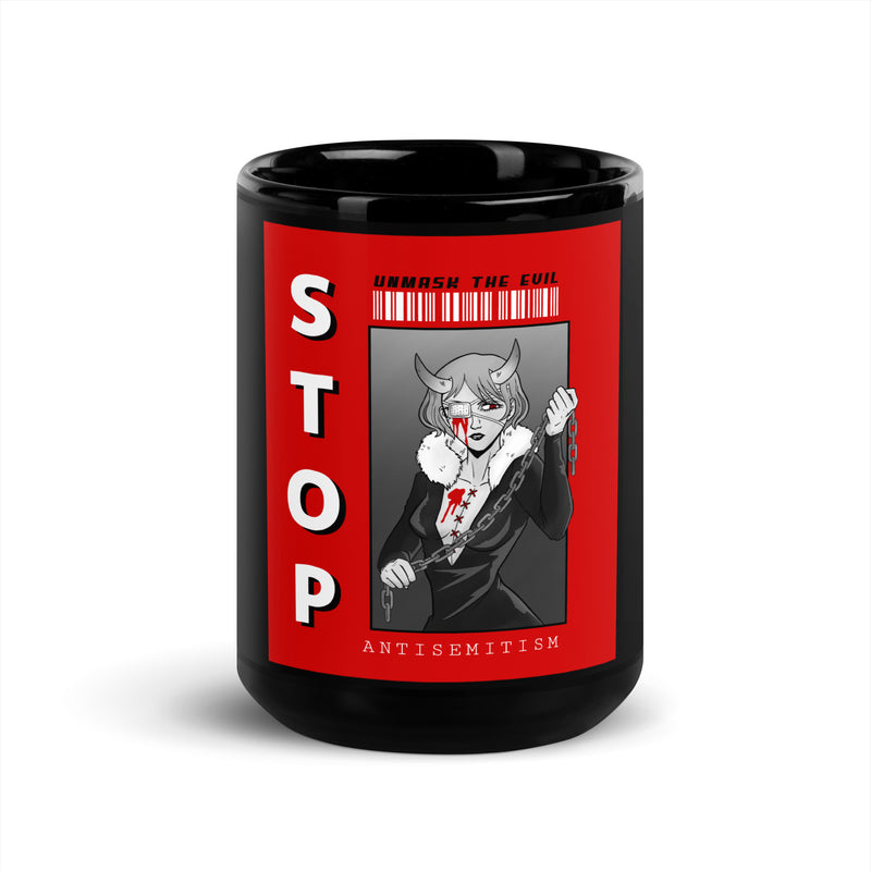Unmask Evil | Antisemitism | Black Glossy Mug