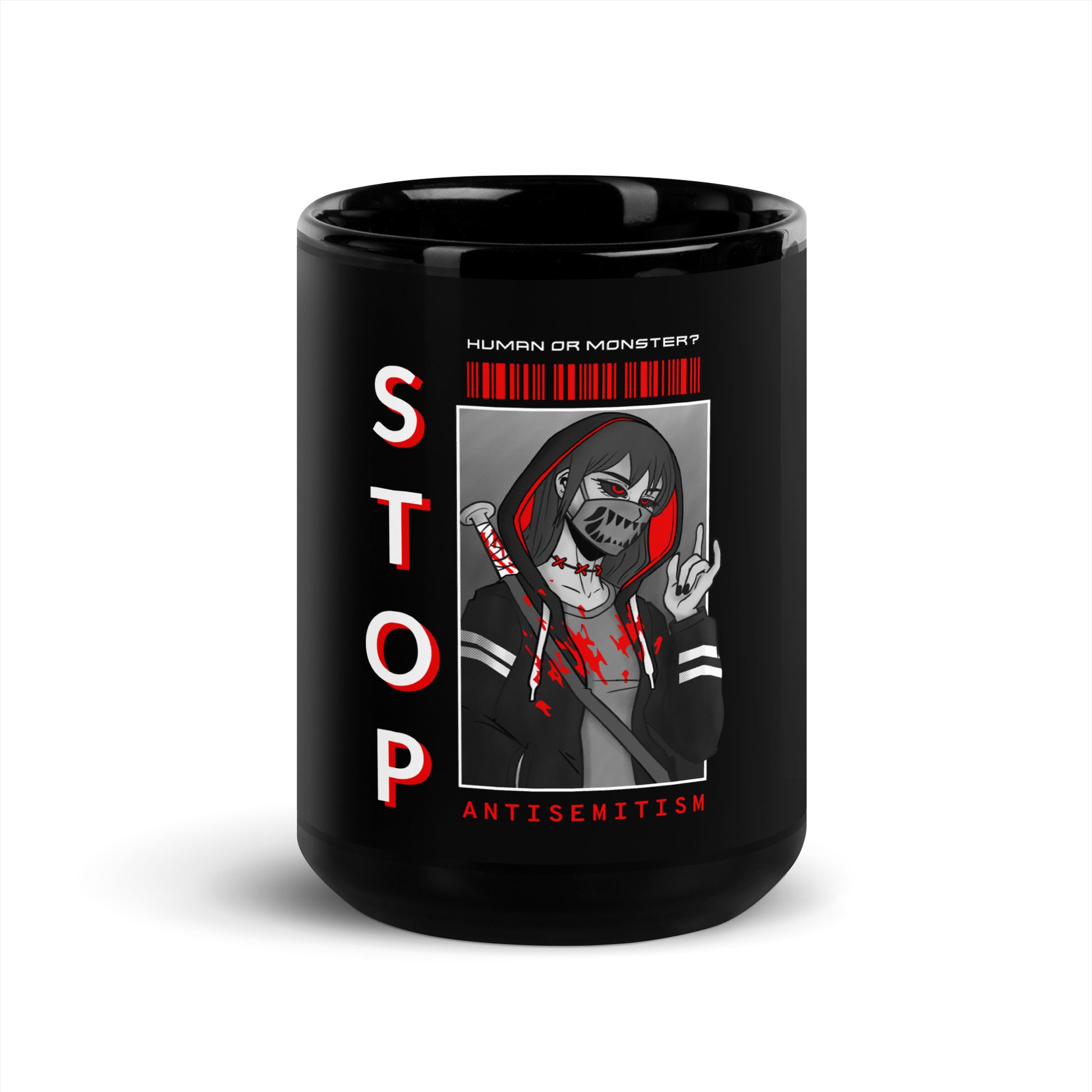 Human Or Monster | Antisemitism | Black Glossy Mug