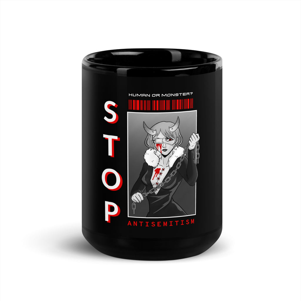 Human Or Monster | Antisemitism | Black Glossy Mug