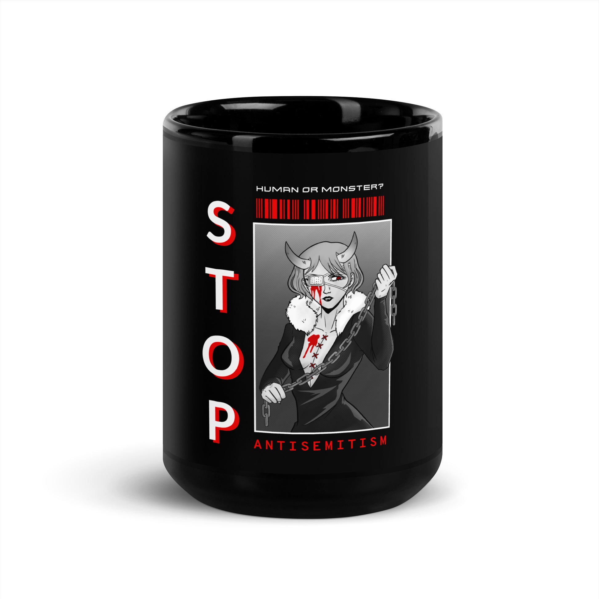 Human Or Monster | Antisemitism | Black Glossy Mug