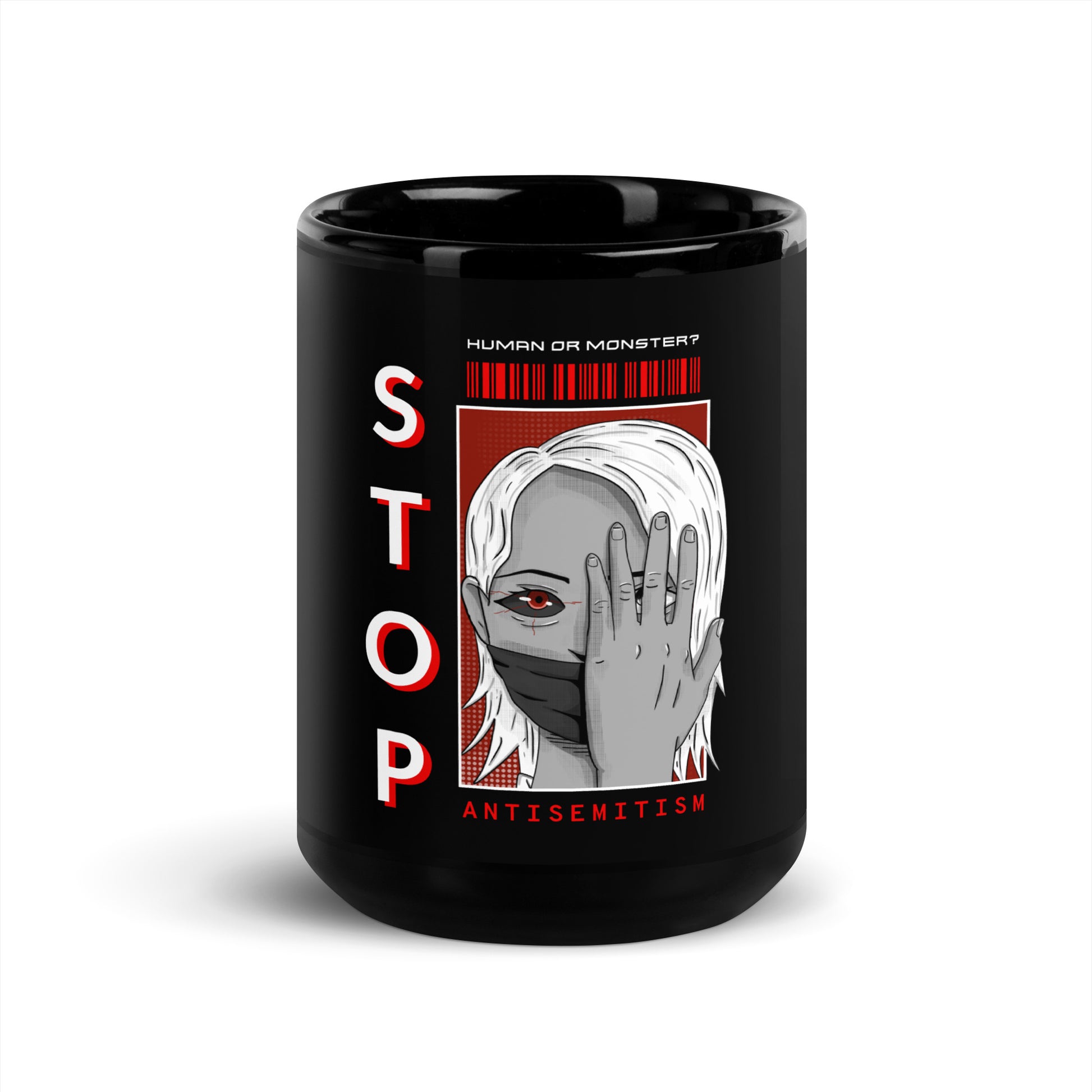 Human Or Monster | Antisemitism | Black Glossy Mug