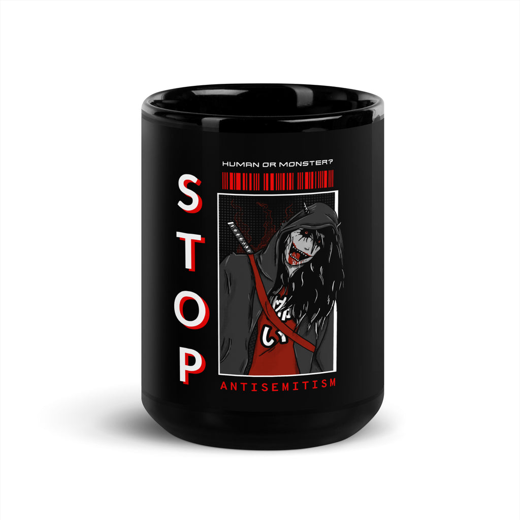 Human Or Monster | Antisemitism | Black Glossy Mug