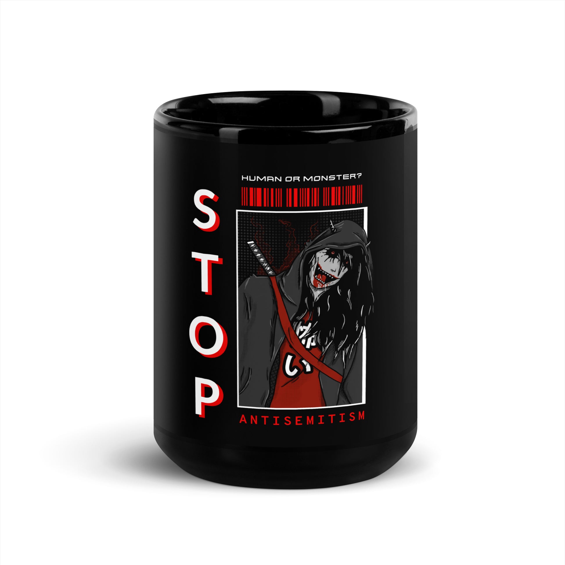 Human Or Monster | Antisemitism | Black Glossy Mug