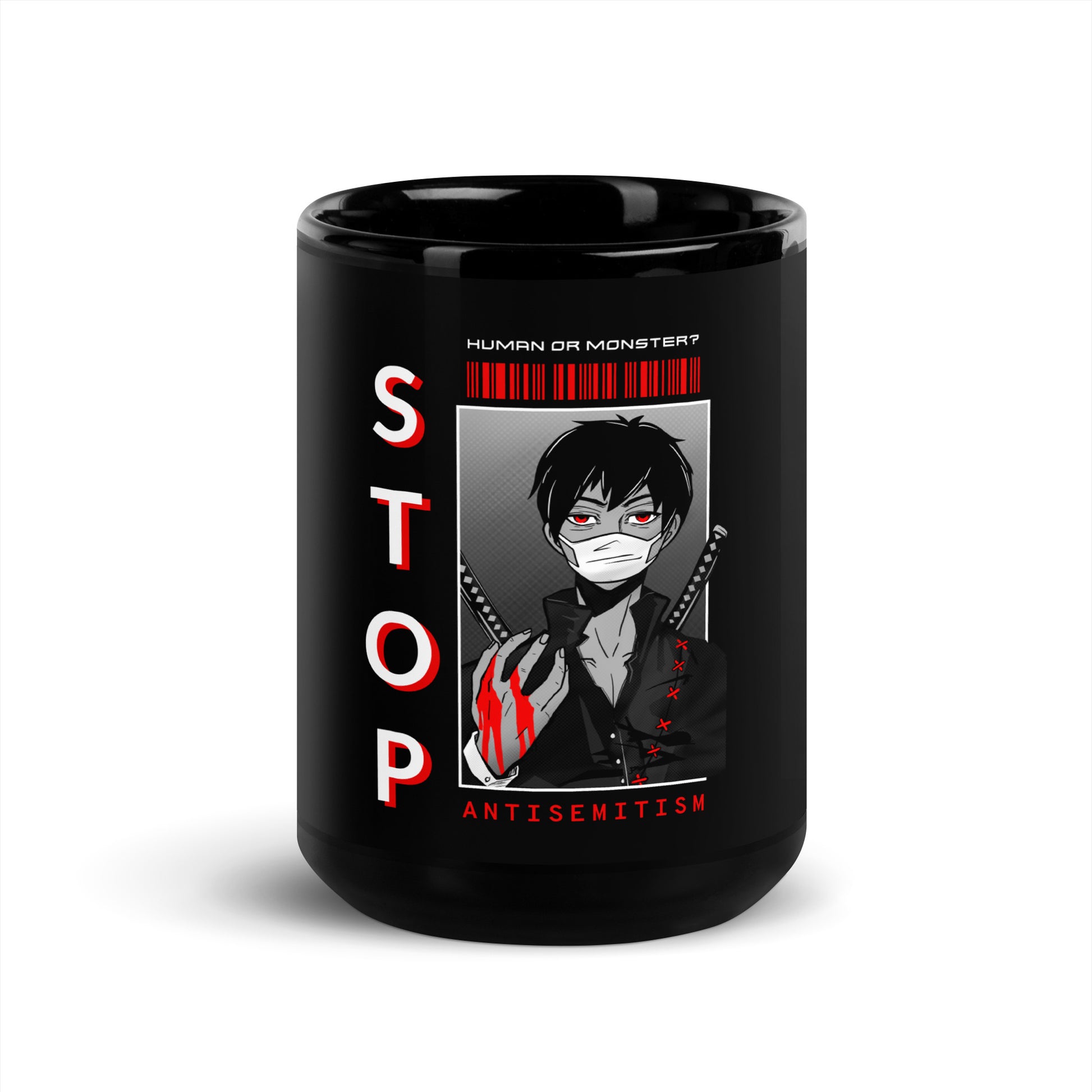 Human Or Monster | Antisemitism | Black Glossy Mug