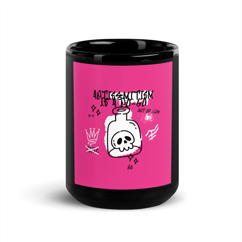 No Go Graffiti Doodle | Antisemitism | Black Glossy Mug