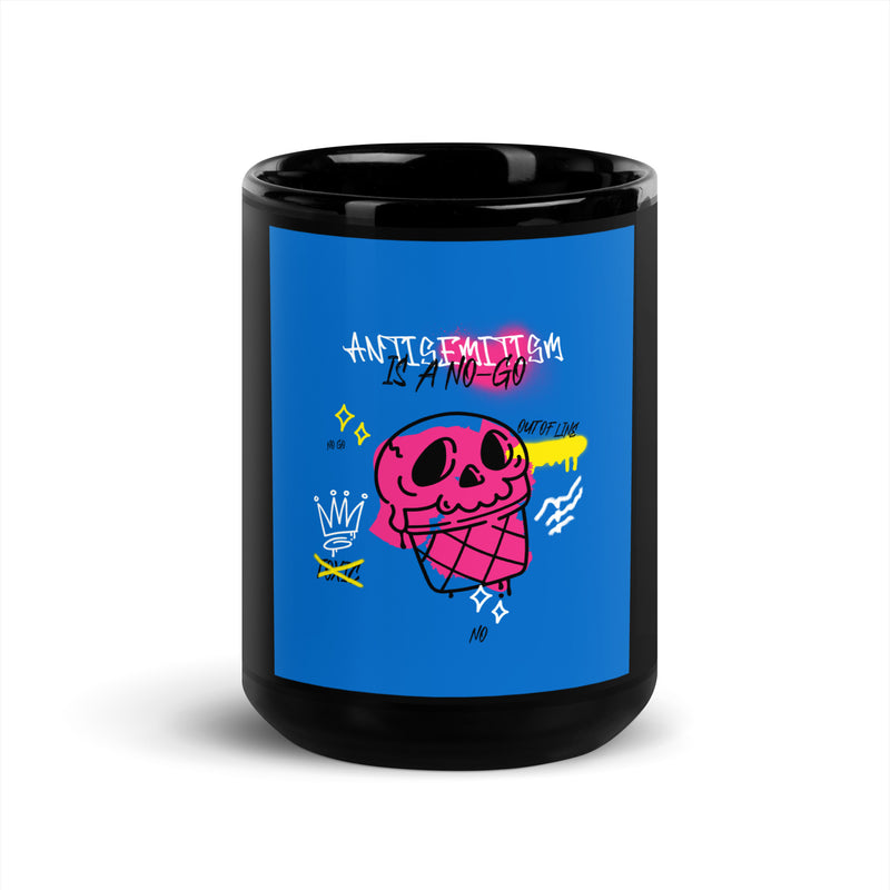 No Go Graffiti Doodle | Antisemitism | Black Glossy Mug